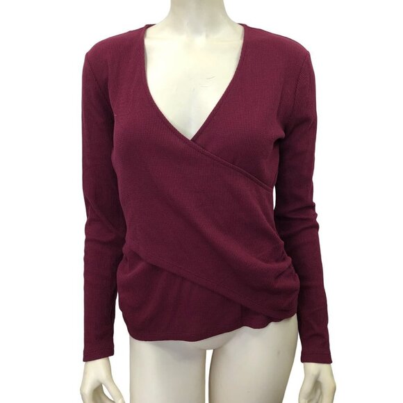 Michael Kors $84Waffle Knit Wrap Front Long sleeve‎ Top Sm NWT - Picture 1 of 9